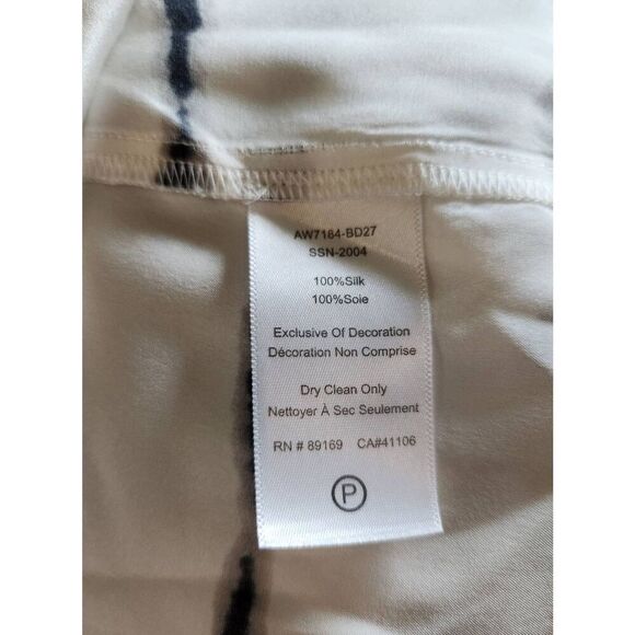 ATM Silk Charmeuse Tie Dye Stripe Crew Neck Shirt Dress Size M/L - Picture 8 of 9